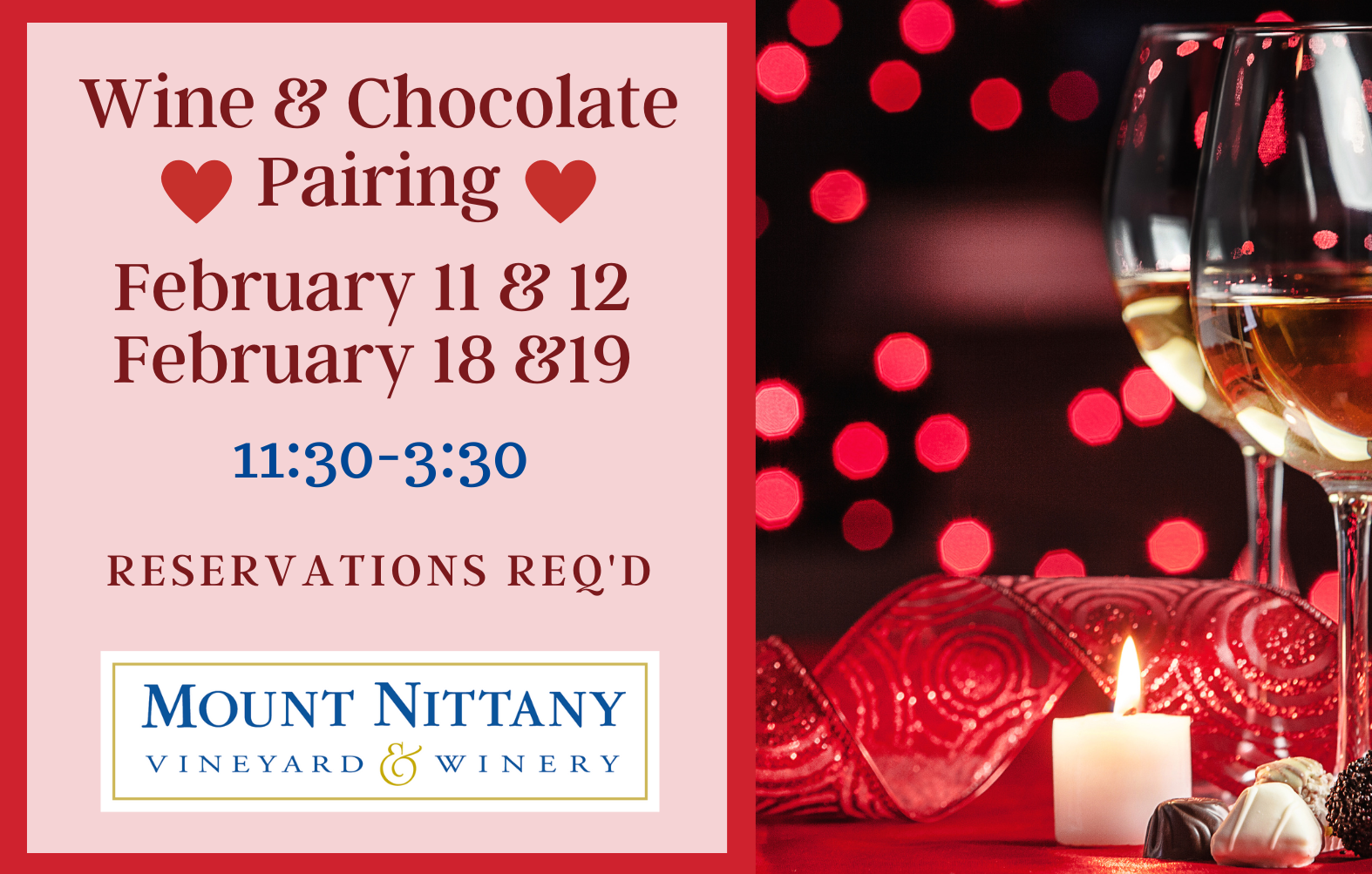 Wine & Chocolate Pairing February 11/12 & 18/19